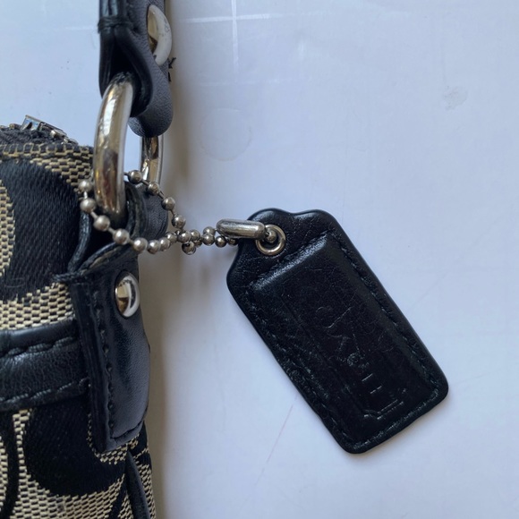 Vintage Coach Black Canvas Monogram Crossbody Messenger Bag Purse Handbag - Picture 7 of 11